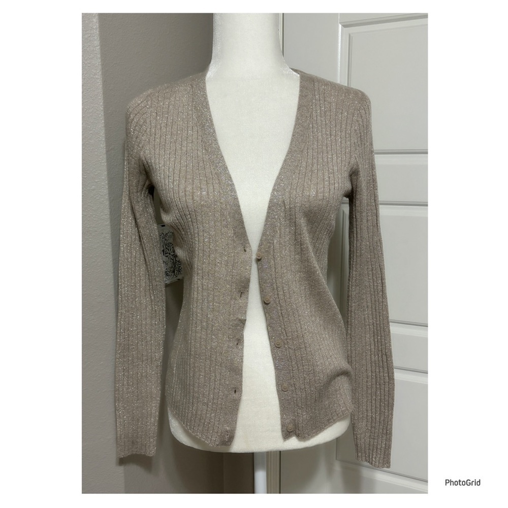 a new day Tan Shimmer Button Down Cardigan